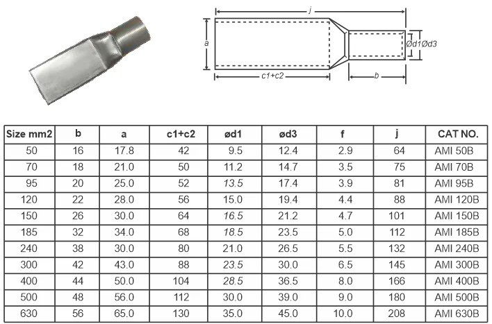 Copper heavy Duty Lugs with Long Palm (Blank)